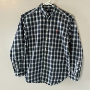 Ralph Lauren Boys Long Sleeve Button Up Shirt Blue Green Plaid Shirt Lar…